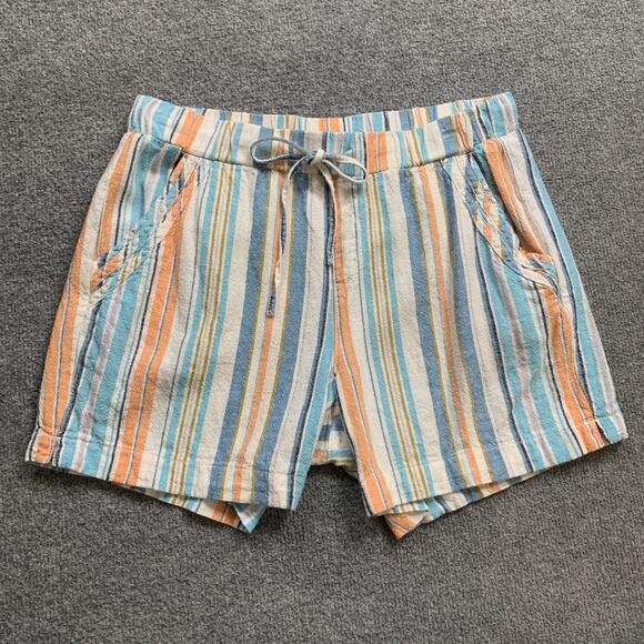 Briggs Shorts Womens M Medium Creamsicle Blue Linen Blend Drawstring Relaxed Fit - Picture 2 of 12